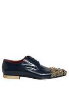 Blue Embellished Men Derby Dress Formal Shoes