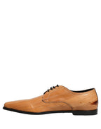 Brown Leather Lace Up Men Derby Dress Shoes