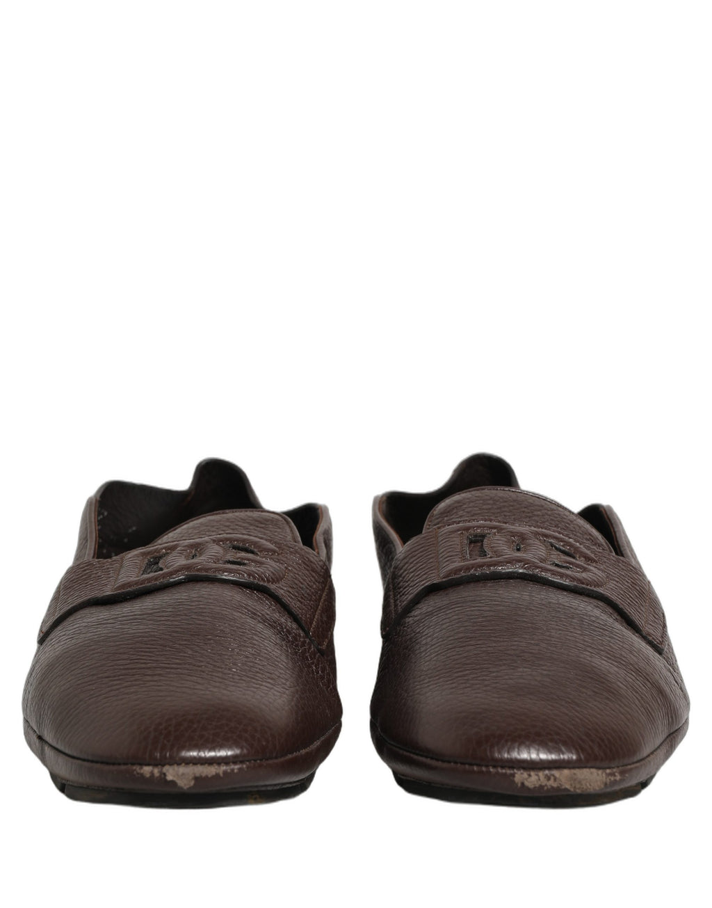 Brown Deerskin Leather Driver Loafers Shoes