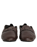 Brown Deerskin Leather Driver Loafers Shoes