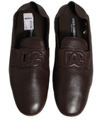 Brown Deerskin Leather Driver Loafers Shoes