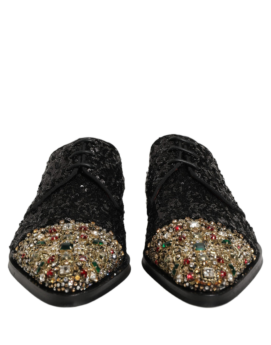 Black Sequin Embellished Men Derby Dress Shoes