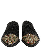 Black Sequin Embellished Men Derby Dress Shoes