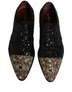 Black Sequin Embellished Men Derby Dress Shoes