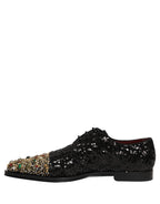 Black Sequin Embellished Men Derby Dress Shoes