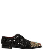Black Sequin Embellished Men Derby Dress Shoes