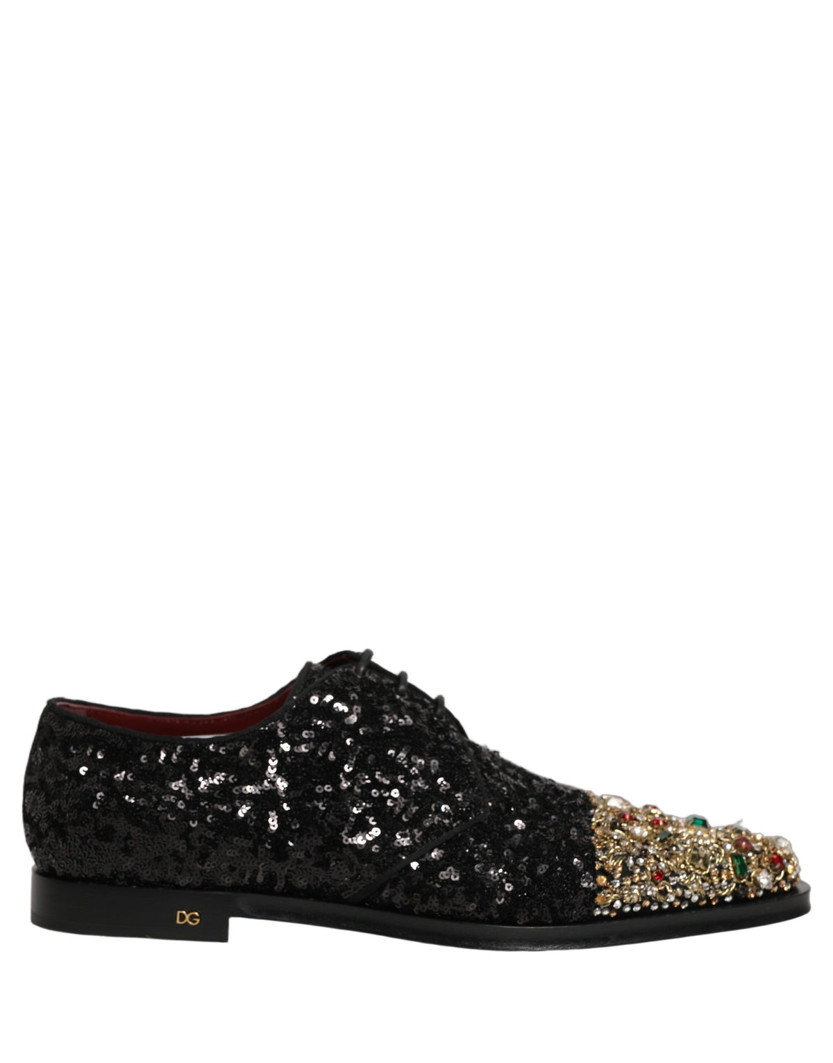 Black Sequin Embellished Men Derby Dress Shoes