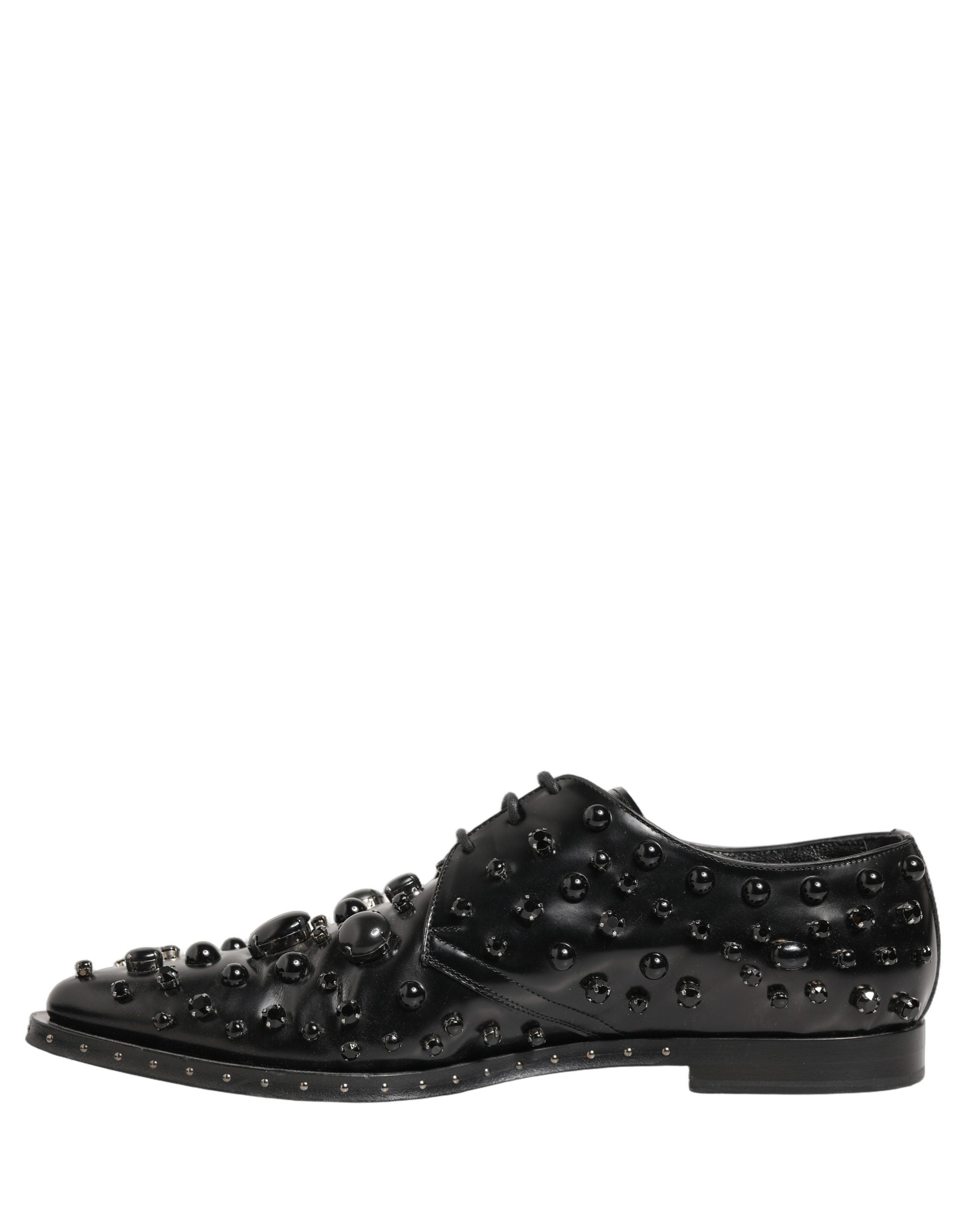 Black Leather Studded Men Formal Derby Shoes