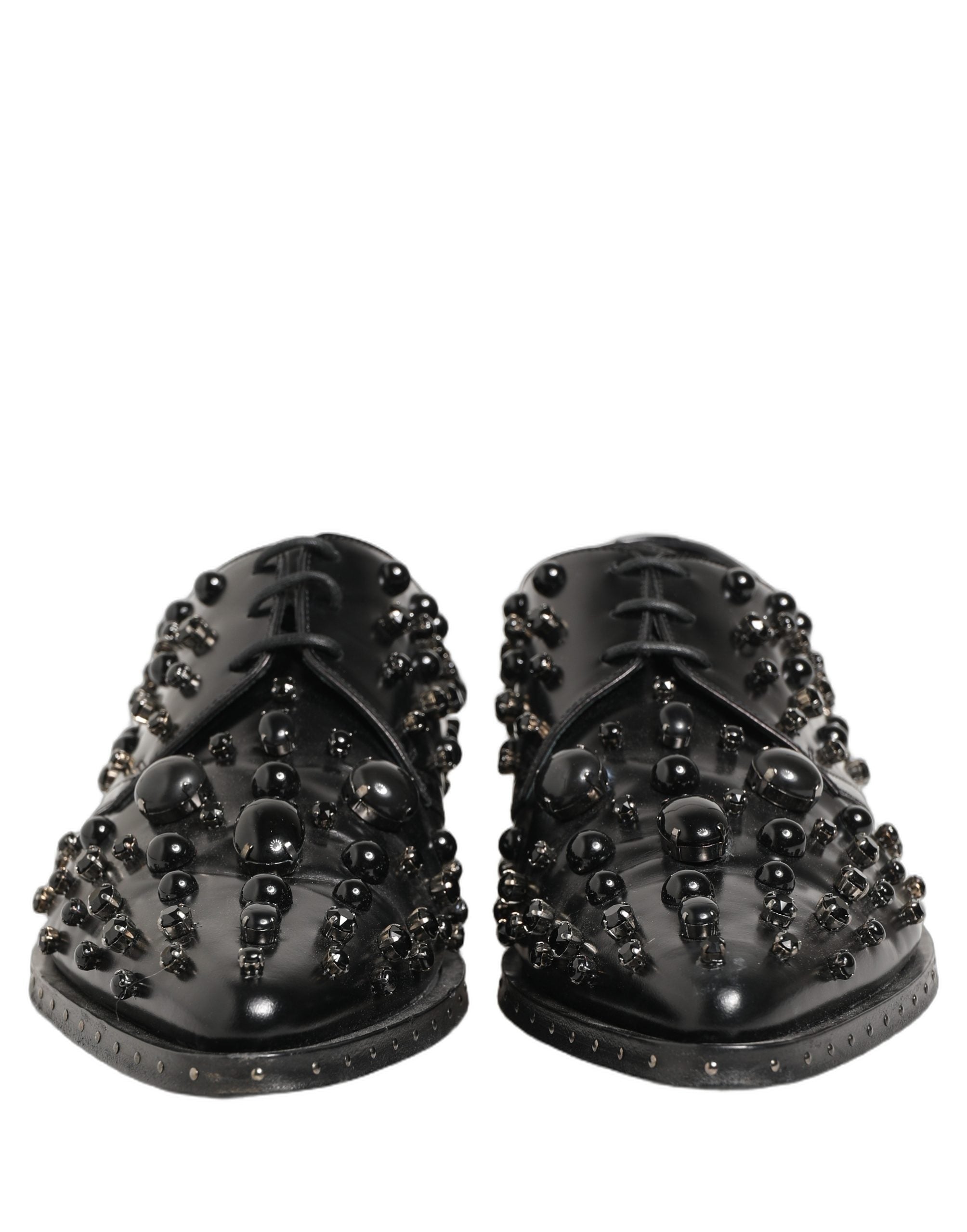 Black Leather Studded Men Formal Derby Shoes