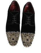 Black Suede Embellished Derby Dress Shoes
