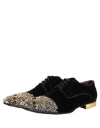 Black Suede Embellished Derby Dress Shoes