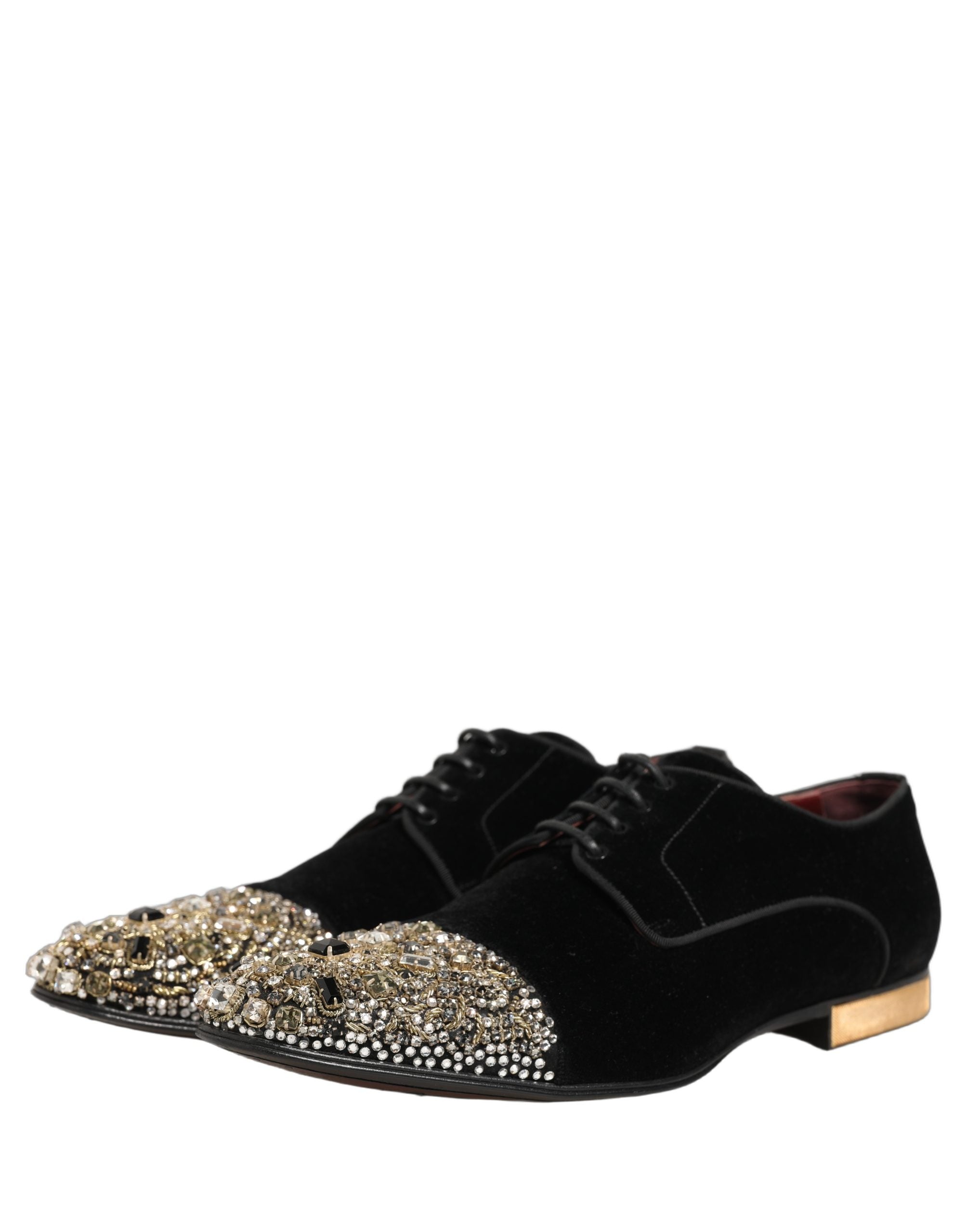 Black Suede Embellished Derby Dress Shoes