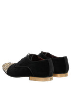 Black Suede Embellished Derby Dress Shoes