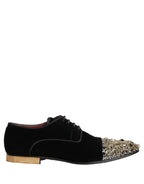 Black Suede Embellished Derby Dress Shoes