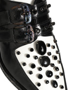 Black Leather Studded Formal Monk Strap Shoes