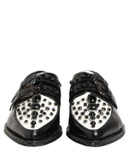 Black Leather Studded Formal Monk Strap Shoes