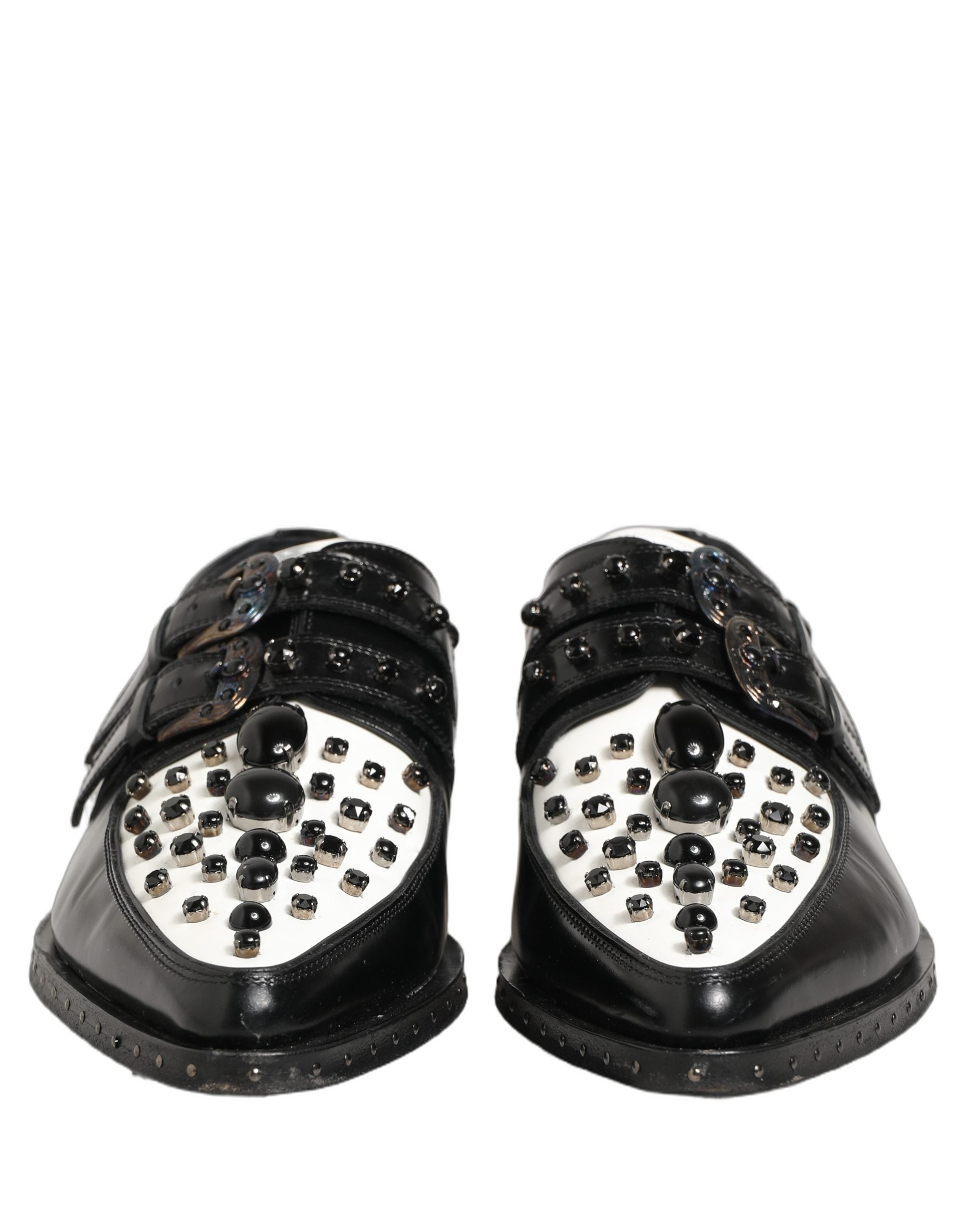 Black Leather Studded Formal Monk Strap Shoes