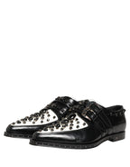Black Leather Studded Formal Monk Strap Shoes
