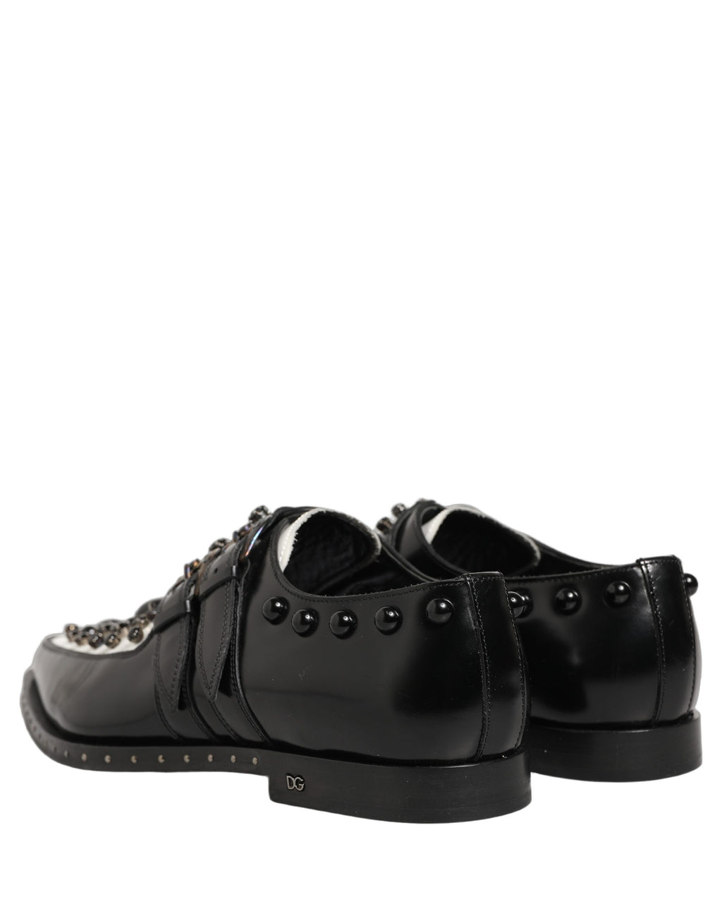 Black Leather Studded Formal Monk Strap Shoes