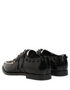 Black Leather Studded Formal Monk Strap Shoes