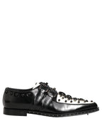Black Leather Studded Formal Monk Strap Shoes