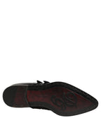 Black Leather Studded Formal Monk Strap Shoes