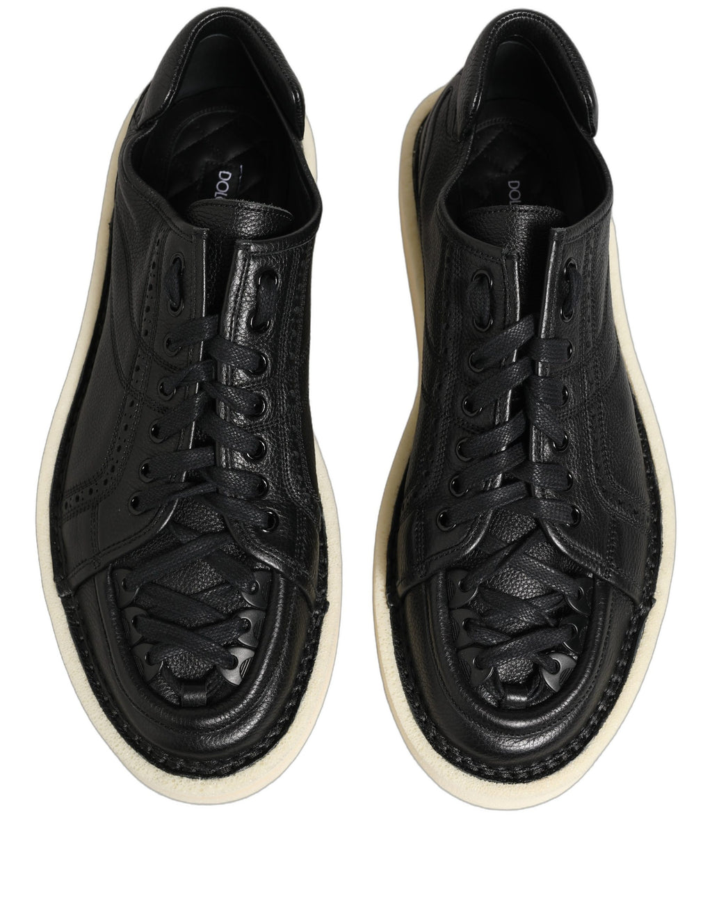 Black Leather Lace Up Low Top Sneakers Shoes