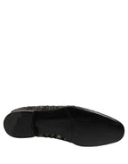 Black Silver Embellished Slip On Loafers Shoes