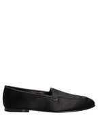 Black Satin Logo Slip On Flats Loafers Shoes