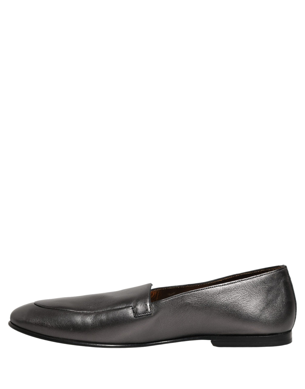 Silver Leather DG Logo Slip On Loafers Shoes