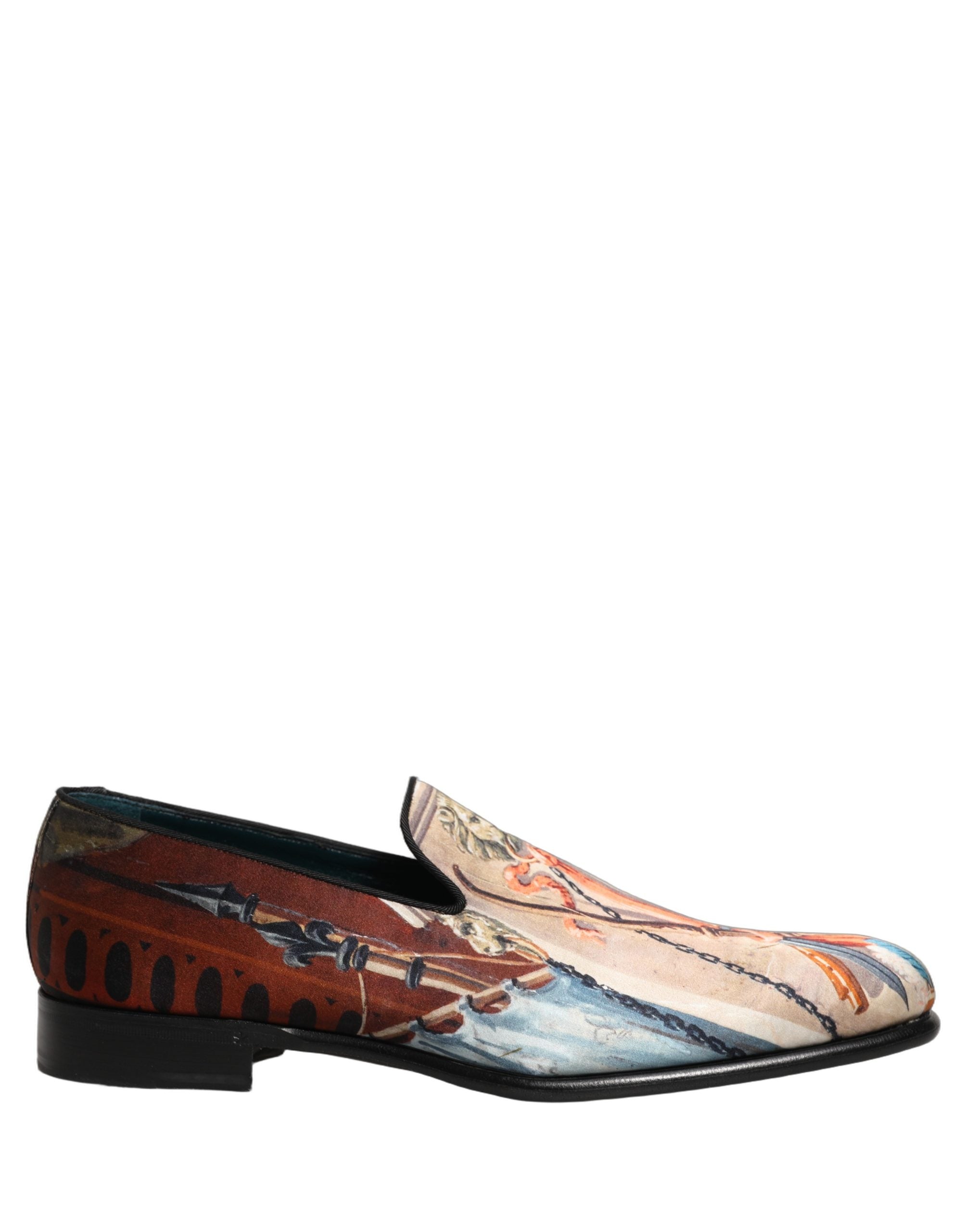 Multicolor Lion Print Slip On Loafers Shoes