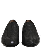 Black Brocade Men Slip On Dress Loafers Shoes