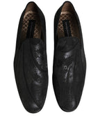 Black Brocade Men Slip On Dress Loafers Shoes