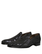 Black Brocade Men Slip On Dress Loafers Shoes