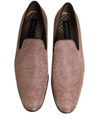 Pink Brocade Men Slip On Dress Loafers Shoes