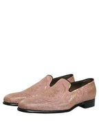Pink Brocade Men Slip On Dress Loafers Shoes