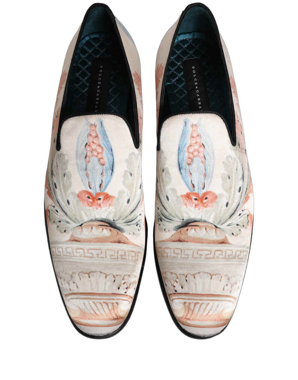 White Floral Vase Slip On Dress Loafers Shoes