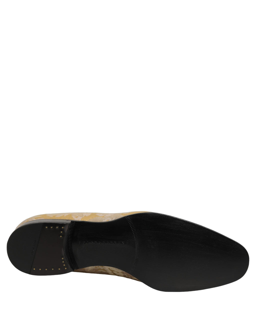 Gold Floral Print Jacquard Men Loafers Shoes