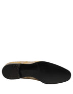 Gold Floral Print Jacquard Men Loafers Shoes