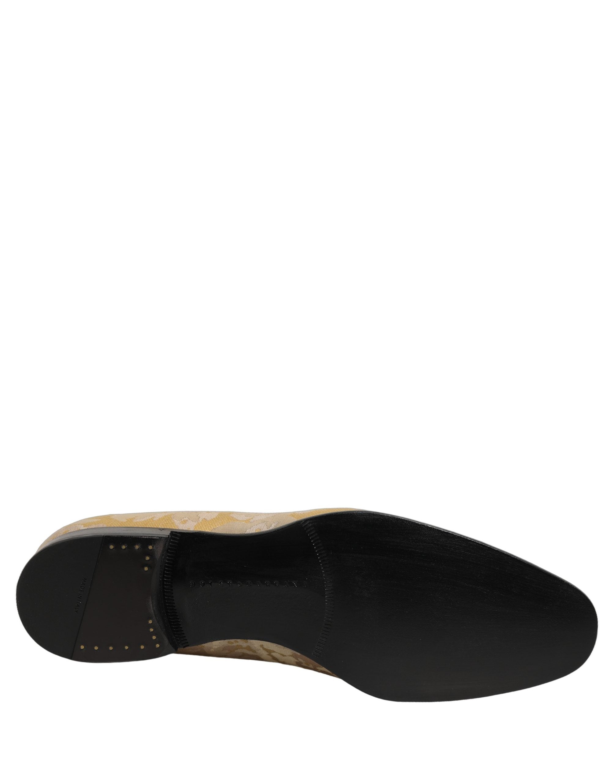 Gold Floral Print Jacquard Men Loafers Shoes