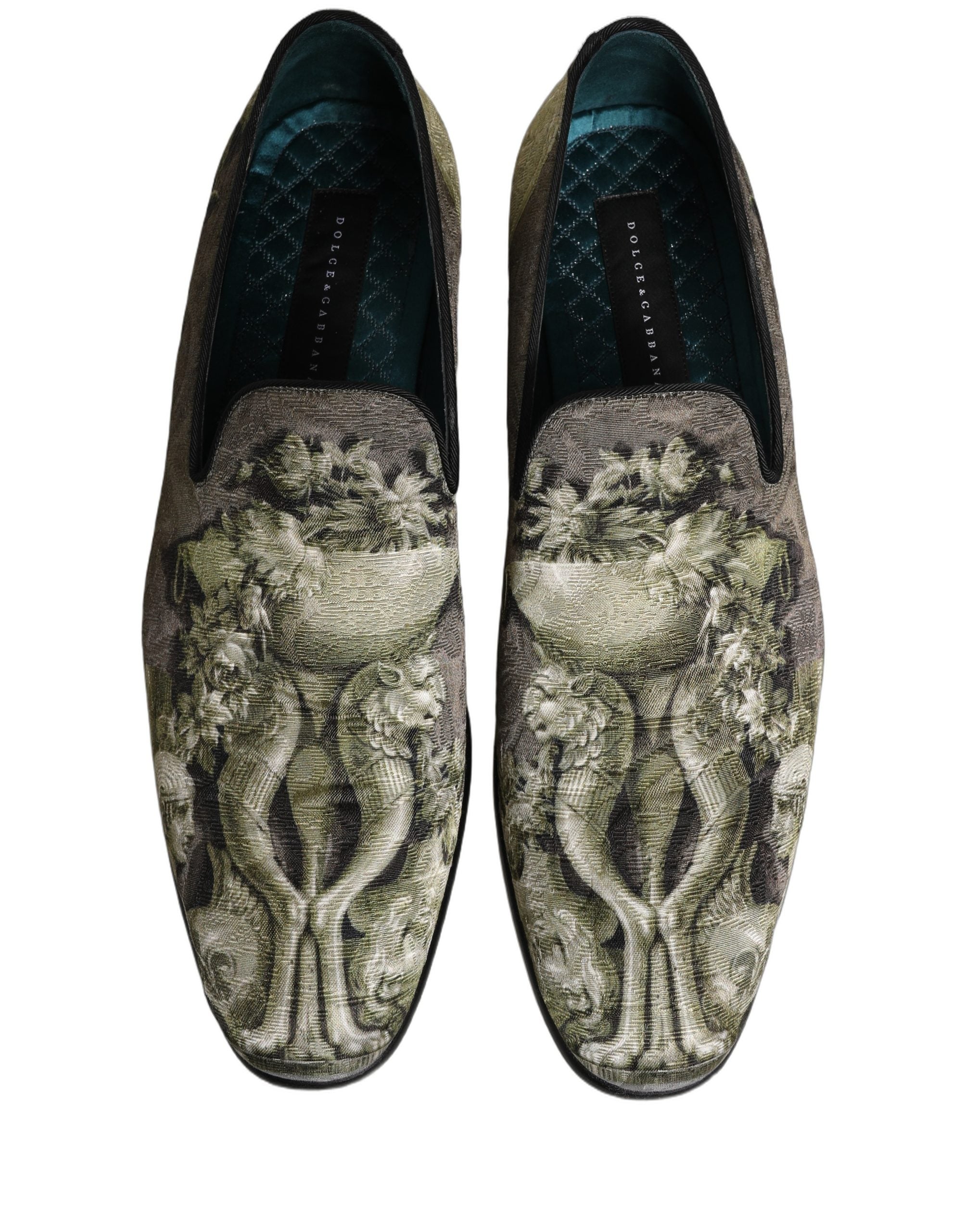 Brown Baroque Print Slip On Loafers Shoes