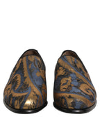 Blue Brocade Slip On Men Dress Loafers Shoes