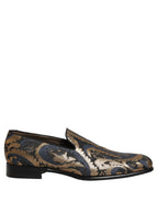 Blue Brocade Slip On Men Dress Loafers Shoes