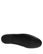 Blue Satin Logo Slip On Flats Loafers Shoes