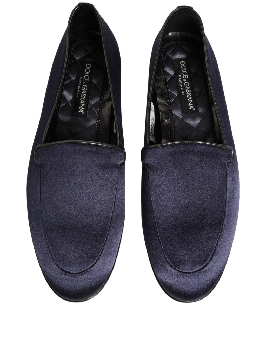 Blue Satin Logo Slip On Flats Loafers Shoes