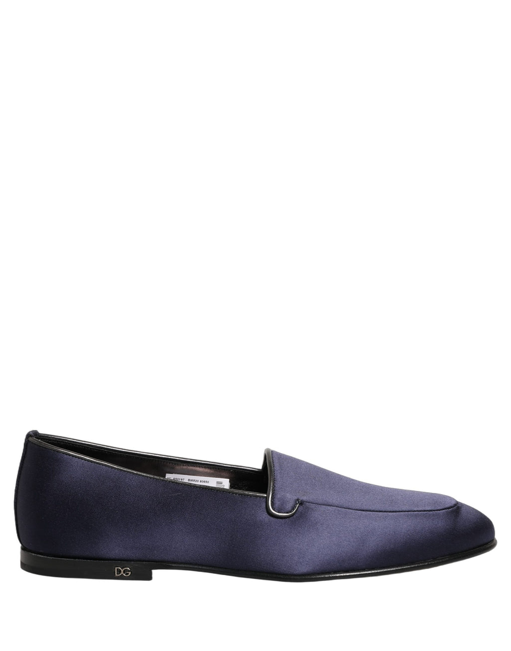 Blue Satin Logo Slip On Flats Loafers Shoes
