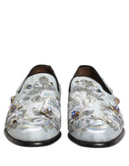 White Floral Embellished Men Loafers  Shoes