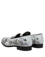 White Floral Embellished Men Loafers  Shoes