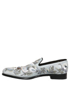 White Floral Embellished Men Loafers  Shoes