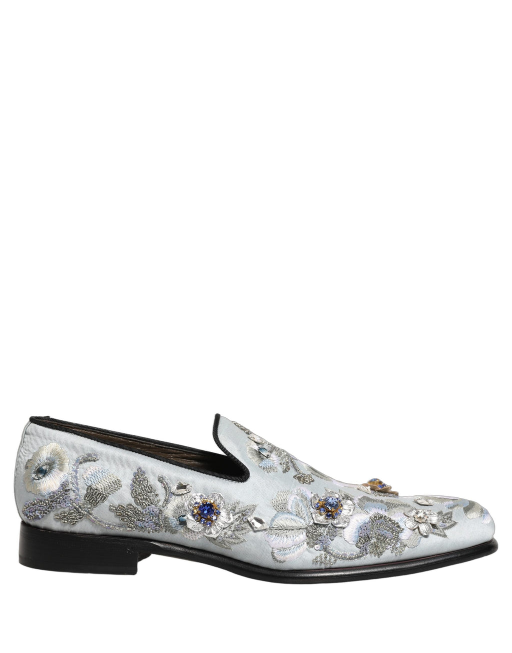 White Floral Embellished Men Loafers  Shoes